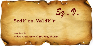 Szűcs Valér névjegykártya